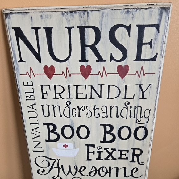 Nurse Themed Wooden Wall Decor Sign - Picture 2 of 6